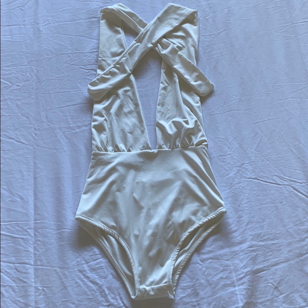 White one-piece swimsuit